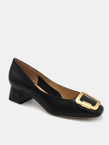 Classic Square Buckle Block-heel Pumps